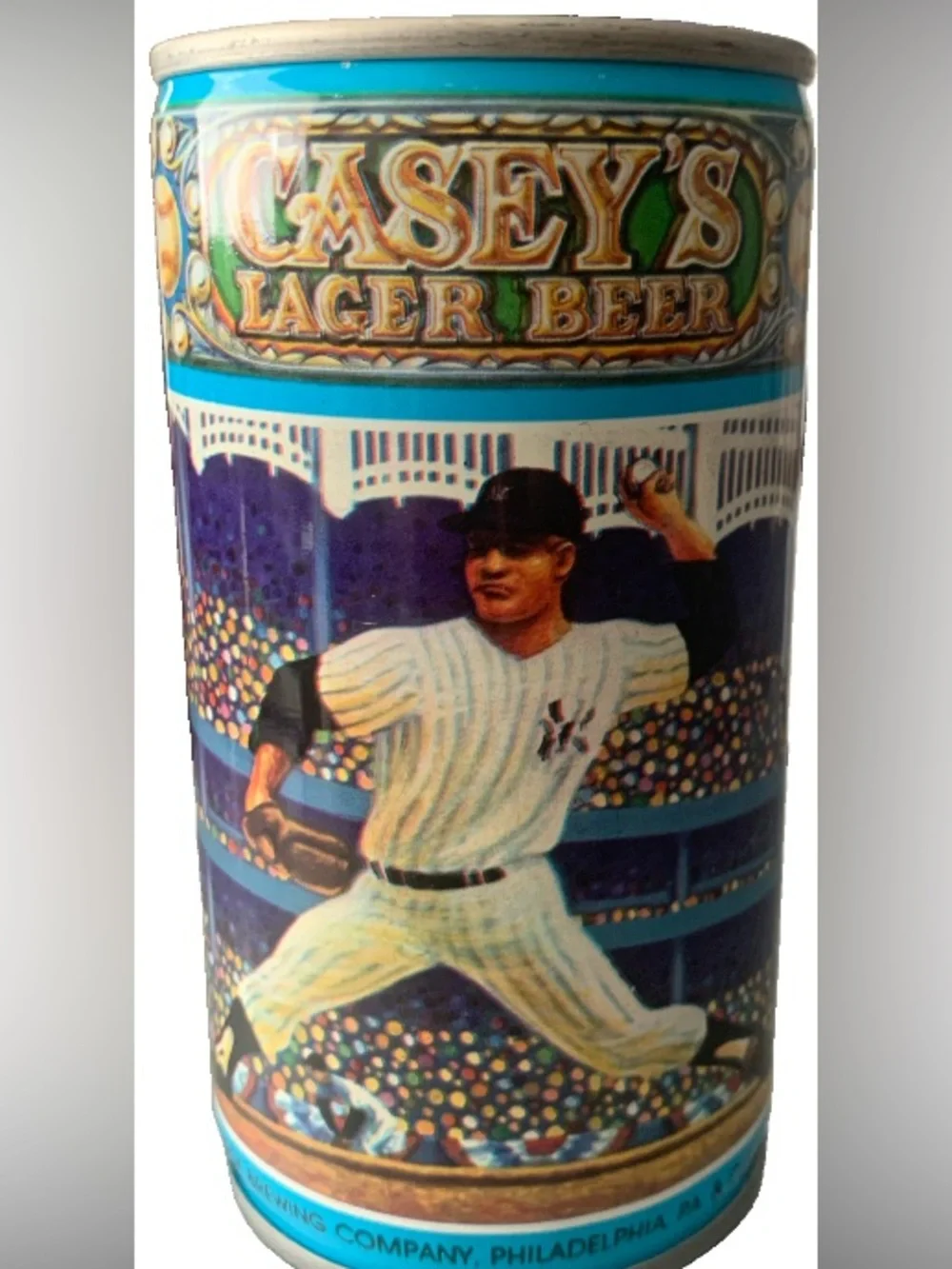 Vintage Beer Can Casey’s Lager Beer Whitey Ford Steel Can Pull Top Empty Yankees
